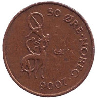 Монета 50 эре. 2006 год, Норвегия. Животное. Монета 50 эре. 2006 год, Норвегия. Животное.