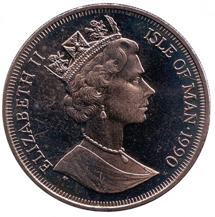 Монета 1 крона. 1990 год, Остров Мэн. Королева-мать. Монета 1 крона. 1990 год, Остров Мэн. Королева-мать.