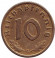Монета 10 рейхспфеннигов. 1937 год, Германия (Третий Рейх). (G). Монета 10 рейхспфеннигов. 1937 год, Германия (Третий Рейх). (G).