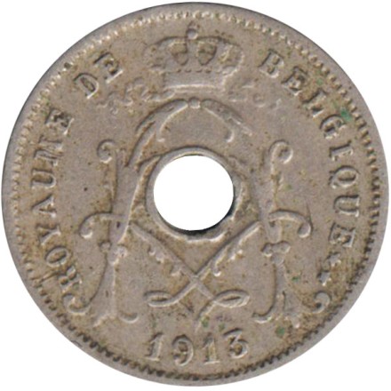 Монета 25 сантимов. 1913 год, Бельгия. (Belgique)