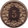 Монета 5 раппенов. 2019 год, Швейцария. UNC.
