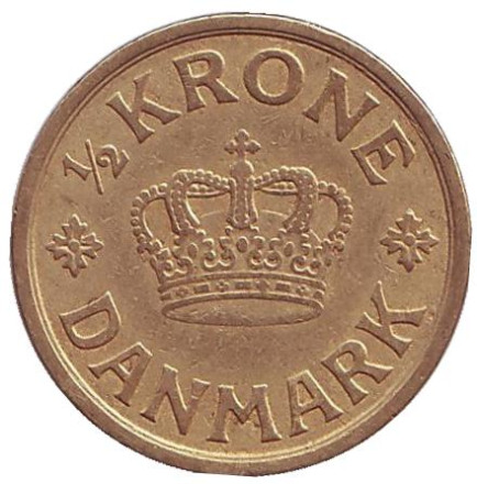 Монета 1/2 кроны. 1924 год, Дания.