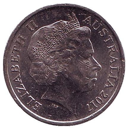 Монета 5 центов. 2017 год, Австралия. Ехидна.