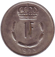 Монета 1 франк. 1973 год, Люксембург. Монета 1 франк. 1973 год, Люксембург.