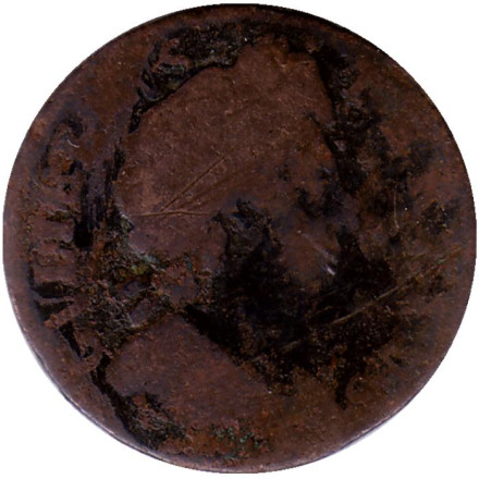 Монета 1 фартинг. 1697 год, Великобритания. Вилльям III.