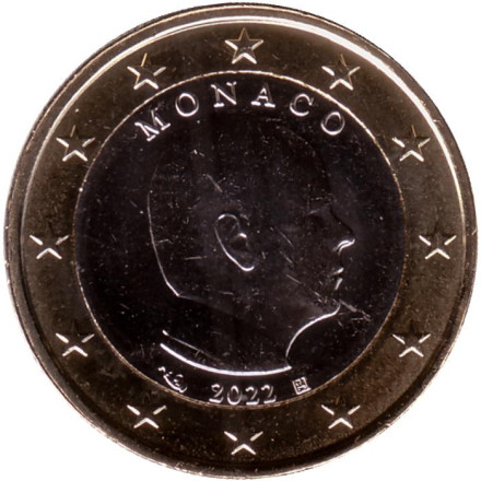 Монета 1 евро. 2022 год, Монако.