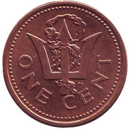 Монета 1 цент. 1997 год, Барбадос. Монета 1 цент. 1997 год, Барбадос.