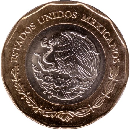 Монета 20 песо. 2022 год, Мексика. 100 лет прибытию меннонитов в Мексику.