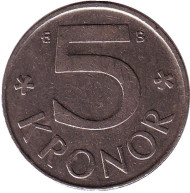 Монета 5 крон. 2000 год, Швеция. Монета 5 крон. 2000 год, Швеция.