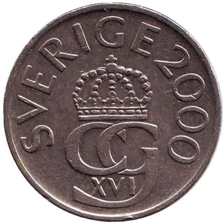 Монета 5 крон. 2000 год, Швеция.