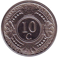 Монета 10 центов, 2012 год, Нидерландские Антильские острова. Цветок апельсинового дерева. Монета 10 центов, 2012 год, Нидерландские Антильские острова. Цветок апельсинового дерева.