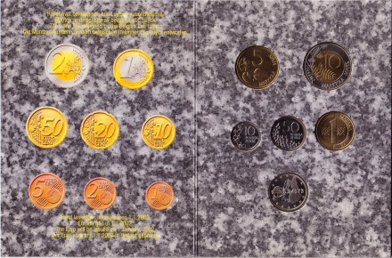 Набор монет Финляндии в буклете (5 шт. с жетоном). 1999 год, Финляндия. (Выпуск 1).