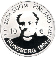 Монета 10 евро. 2004 год, Финляндия. 200 лет со дня рождения Йохана Рунеберга. Монета 10 евро. 2004 год, Финляндия. 200 лет со дня рождения Йохана Рунеберга.