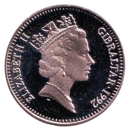 Монета 2,8 экю. (2 фунта). 1992 год, Гибралтар. Рыцарь. Монета 2,8 экю. (2 фунта). 1992 год, Гибралтар. Рыцарь.