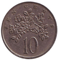 Монета 10 центов. 1982 год, Ямайка. Монета 10 центов. 1982 год, Ямайка.
