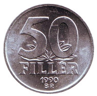 Монета 50 филлеров. 1990 год, Венгрия. BU.