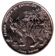 Монета 1 песо. 2004 год, Куба. Испанская рысь. Монета 1 песо. 2004 год, Куба. Испанская рысь.