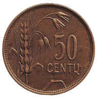 Монета 50 центов. 1925 год, Литва. Монета 50 центов. 1925 год, Литва.