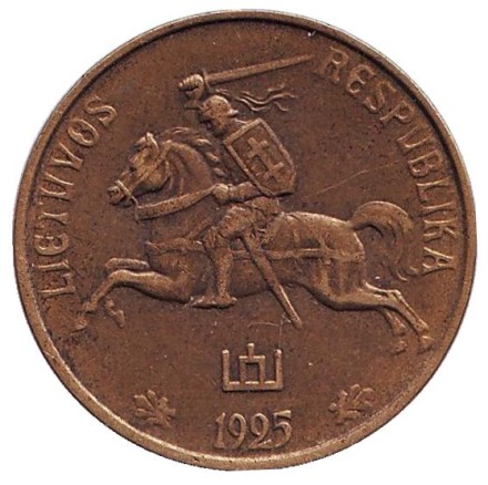 Монета 50 центов. 1925 год, Литва. Монета 50 центов. 1925 год, Литва.