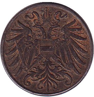 Монета 2 геллера. 1918 год, Австро-Венгерская империя. Австрийский тип.