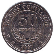 Монета 50 сентаво. 2007 год, Никарагуа. Горы-вулканы. Монета 50 сентаво. 2007 год, Никарагуа. Горы-вулканы.