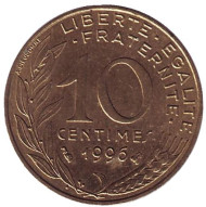 Монета 10 сантимов. 1996 год, Франция. Монета 10 сантимов. 1996 год, Франция.