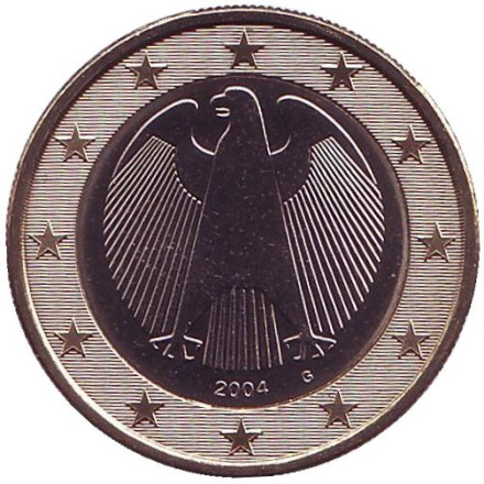 Монета 1 евро. 2004 год (G), Германия.