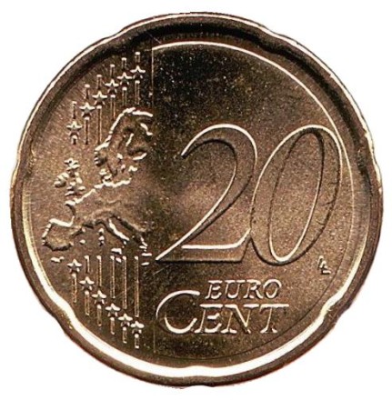 Монета 20 центов. 2018 год, Италия.