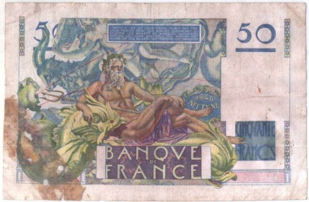 Банкнота 50 франков. 1947 год, Франция. P-127b(1).