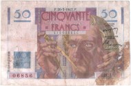 Банкнота 50 франков. 1947 год, Франция. P-127b(1). Банкнота 50 франков. 1947 год, Франция. P-127b(1).