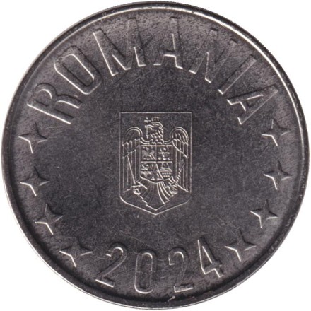 Монета 10 бани. 2024 год, Румыния.
