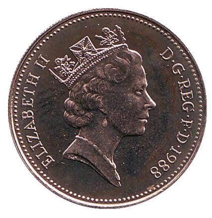 Монета 5 пенсов. 1988 год, Великобритания. BU.