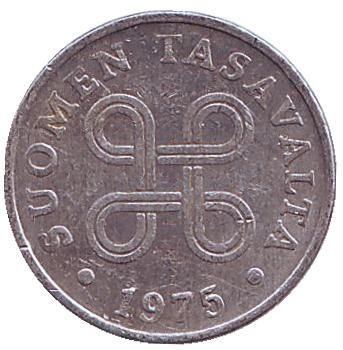 Монета 1 пенни. 1975 год, Финляндия.