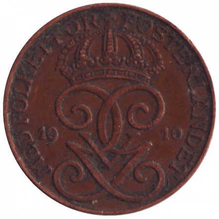 Монета 2 эре. 1910 год, Швеция.
