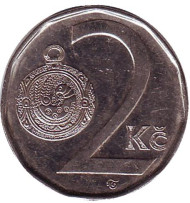Монета 2 кроны. 1998 год, Чехия. Монета 2 кроны. 1998 год, Чехия.