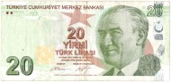 Банкнота 20 лир. 2009 год, Турция. Мустафа Кемаль Ататюрк. Тип 224b.