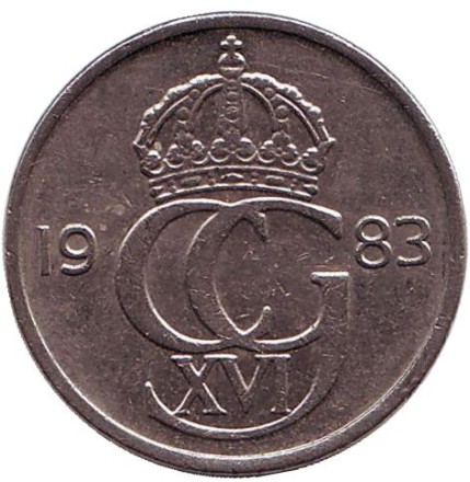 Монета 50 эре. 1983 год, Швеция.