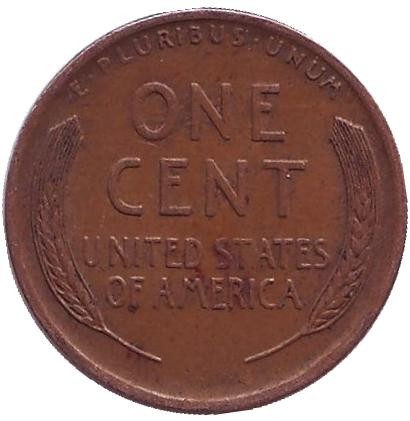 Монета 1 цент. 1920 год, США. (Без отметки монетного двора). Линкольн.