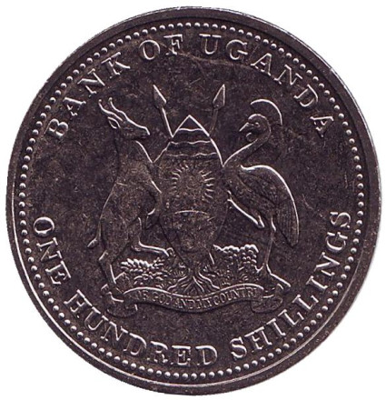 Монета 100 шиллингов. 2015 год, Уганда. Африканский бык. Монета 100 шиллингов. 2015 год, Уганда. Африканский бык.