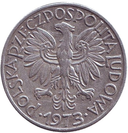 Монета 5 злотых. 1973 год, Польша. Рыбак. Монета 5 злотых. 1973 год, Польша. Рыбак.
