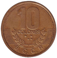 Монета 10 колонов. 1995 год, Коста-Рика. Монета 10 колонов. 1995 год, Коста-Рика.