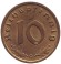Монета 10 рейхспфеннигов. 1939 год, Германия (Третий Рейх). (G). Монета 10 рейхспфеннигов. 1939 год, Германия (Третий Рейх). (G).