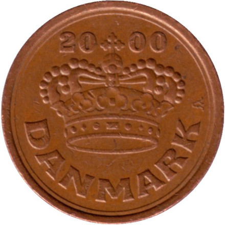 Монета 50 эре. 2000 год, Дания.