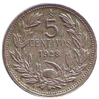 Монета 5 сентаво. 1928 год, Чили. 