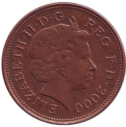 Монета 2 пенса. 2000 год, Великобритания.