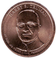 33-й президент США. Гарри Трумэн. Монетный двор P. 1 доллар, 2015 год, США. 33-й президент США. Гарри Трумэн. Монетный двор P. 1 доллар, 2015 год, США.