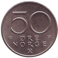 Монета 50 эре. 1976 год, Норвегия.