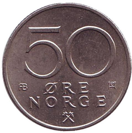 Монета 50 эре. 1976 год, Норвегия.