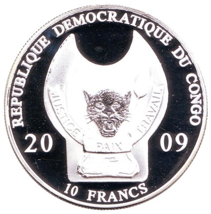 Монета 10 франков. 2009 год, Конго. Гладиатор. Воины мира. Монета 10 франков. 2009 год, Конго. Гладиатор. Воины мира.