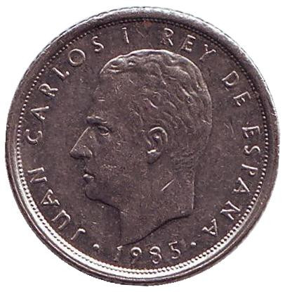 Монета 10 песет. 1985 год, Испания. Король Хуан Карлос I.